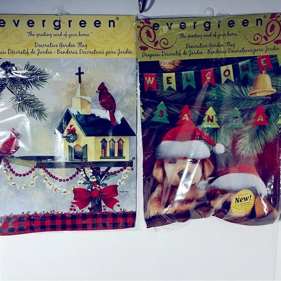 Holliday Garden flags, NWT,set of two, Christmas in the garden and Welcome Santa - Picture 1 of 5